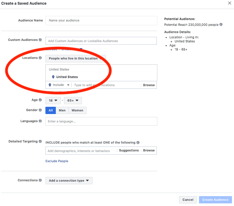 how to create a facebook audience for business and advertising size